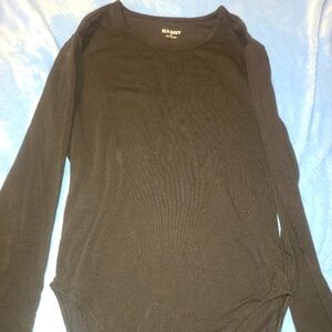 Long sleeve solid black leotard